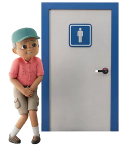 Jim waiting for restroom icon